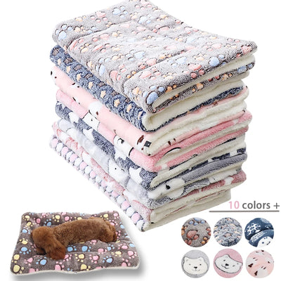 Thickened Flannel Pet Wool Cushion Soft Pet Blanket Cute Patterned Mattress Puppy Dog Cat Sofa Cushion Peace of Mind Sleep Cover