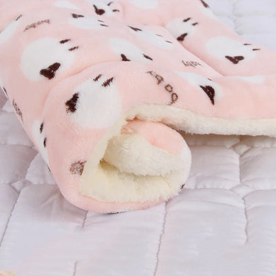 Thickened Flannel Pet Wool Cushion Soft Pet Blanket Cute Patterned Mattress Puppy Dog Cat Sofa Cushion Peace of Mind Sleep Cover