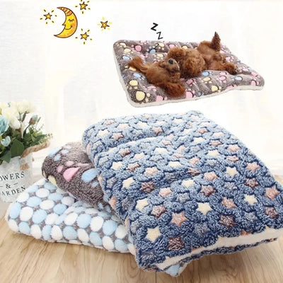 Thickened Flannel Pet Wool Cushion Soft Pet Blanket Cute Patterned Mattress Puppy Dog Cat Sofa Cushion Peace of Mind Sleep Cover