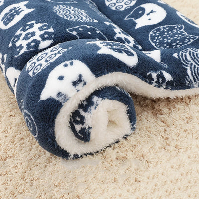 Thickened Flannel Pet Wool Cushion Soft Pet Blanket Cute Patterned Mattress Puppy Dog Cat Sofa Cushion Peace of Mind Sleep Cover