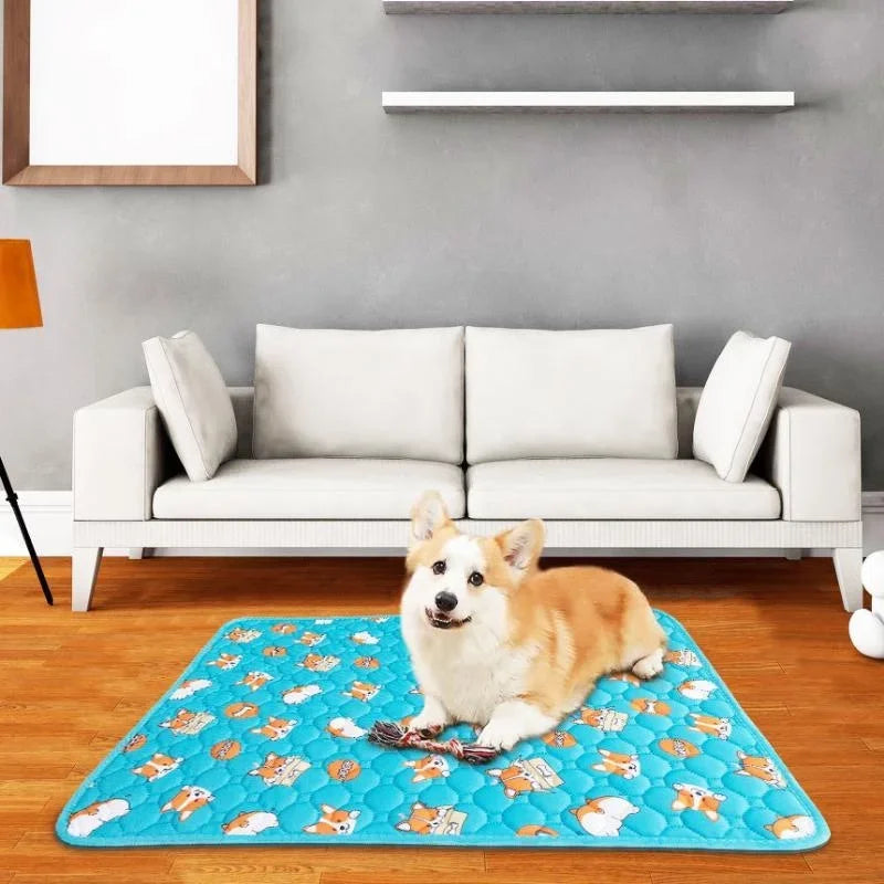 Dogs Summer Cooling Mat Pet Large Size Ice Silk Cool Bed Pet Cat Breathable Blanket Cushion Puppy Kitten Indoor Sofa Floor Mat