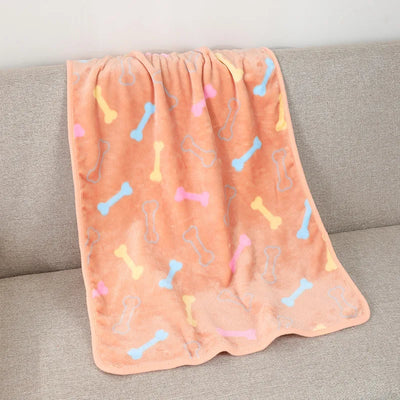 Soft Pet Dog Cat Fleece Blanket Coral Fleece Dog Paw Bones Print Bed Warm Washable Breathable Kitten Puppy Protective for Couch