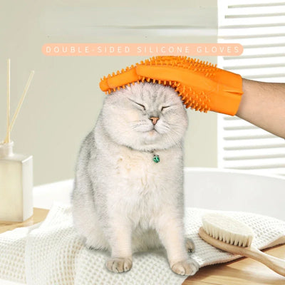 New Cat And Pet Gloves Silicone Dog Cleaning Massage Bath Gloves Brush Hair Removal Palm Brush Both Sides.