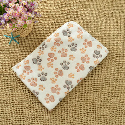 Soft Pet Dog Cat Fleece Blanket Coral Fleece Dog Paw Bones Print Bed Warm Washable Breathable Kitten Puppy Protective for Couch