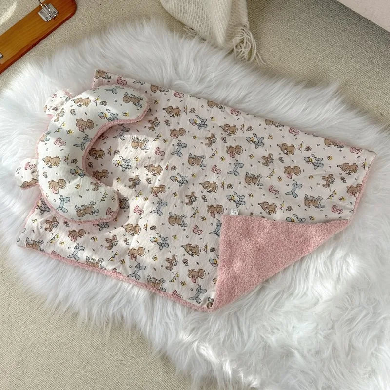 Dog Bed Blanket Soft Cozy Pet Cushion Printed Pet Small Pillows Dog and Cat Teddy Small and Medium-sized Dog Mattress 강아지 이불과 베개