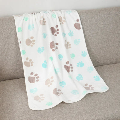 Soft Pet Dog Cat Fleece Blanket Coral Fleece Dog Paw Bones Print Bed Warm Washable Breathable Kitten Puppy Protective for Couch