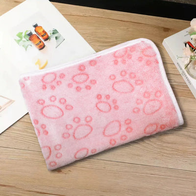 Soft Pet Dog Cat Fleece Blanket Coral Fleece Dog Paw Bones Print Bed Warm Washable Breathable Kitten Puppy Protective for Couch