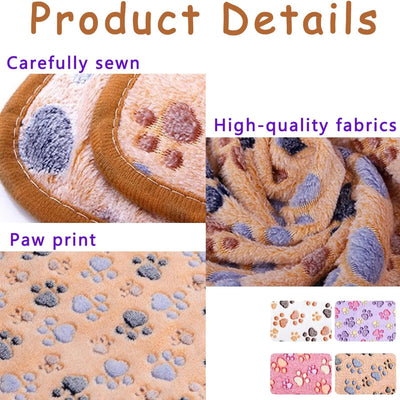 Soft Pet Dog Cat Fleece Blanket Coral Fleece Dog Paw Bones Print Bed Warm Washable Breathable Kitten Puppy Protective for Couch