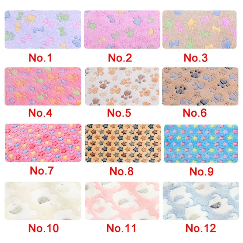 Soft Pet Dog Cat Fleece Blanket Coral Fleece Dog Paw Bones Print Bed Warm Washable Breathable Kitten Puppy Protective for Couch