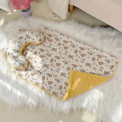 Dog Bed Blanket Soft Cozy Pet Cushion Printed Pet Small Pillows Dog and Cat Teddy Small and Medium-sized Dog Mattress 강아지 이불과 베개