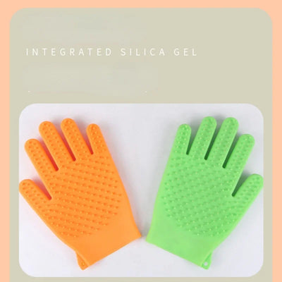 New Cat And Pet Gloves Silicone Dog Cleaning Massage Bath Gloves Brush Hair Removal Palm Brush Both Sides.