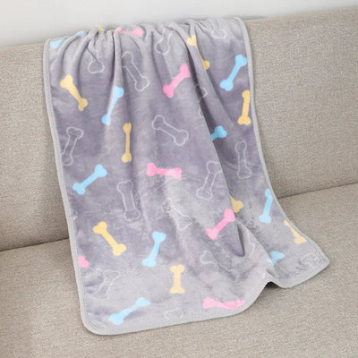 Soft Pet Dog Cat Fleece Blanket Coral Fleece Dog Paw Bones Print Bed Warm Washable Breathable Kitten Puppy Protective for Couch