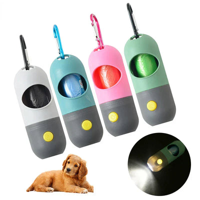 LED Light Pet Waste Bag Dispenser Poop Scooper Waste Bag Holder