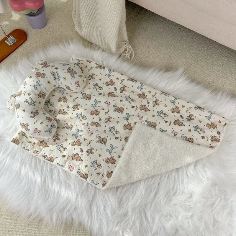 Dog Bed Blanket Soft Cozy Pet Cushion Printed Pet Small Pillows Dog and Cat Teddy Small and Medium-sized Dog Mattress 강아지 이불과 베개