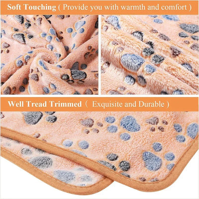 Pet Blanket Paw Print Fleece Blanket for Small Medium Pet Dog Cat Warm Soft Sleep Mat Guinea Pig Cage Liners Blanket Wholesale