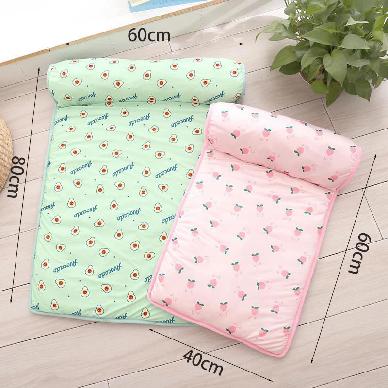 Pet Cooling Mat Dog Cat Sleeping Pad Cool Ice Silk Moisture-proof Mattress Cushion Summer Small Animal Cold Bed 2 sizes