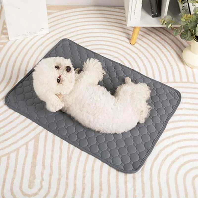 Dogs Summer Cooling Mat Pet Large Size Ice Silk Cool Bed Pet Cat Breathable Blanket Cushion Puppy Kitten Indoor Sofa Floor Mat