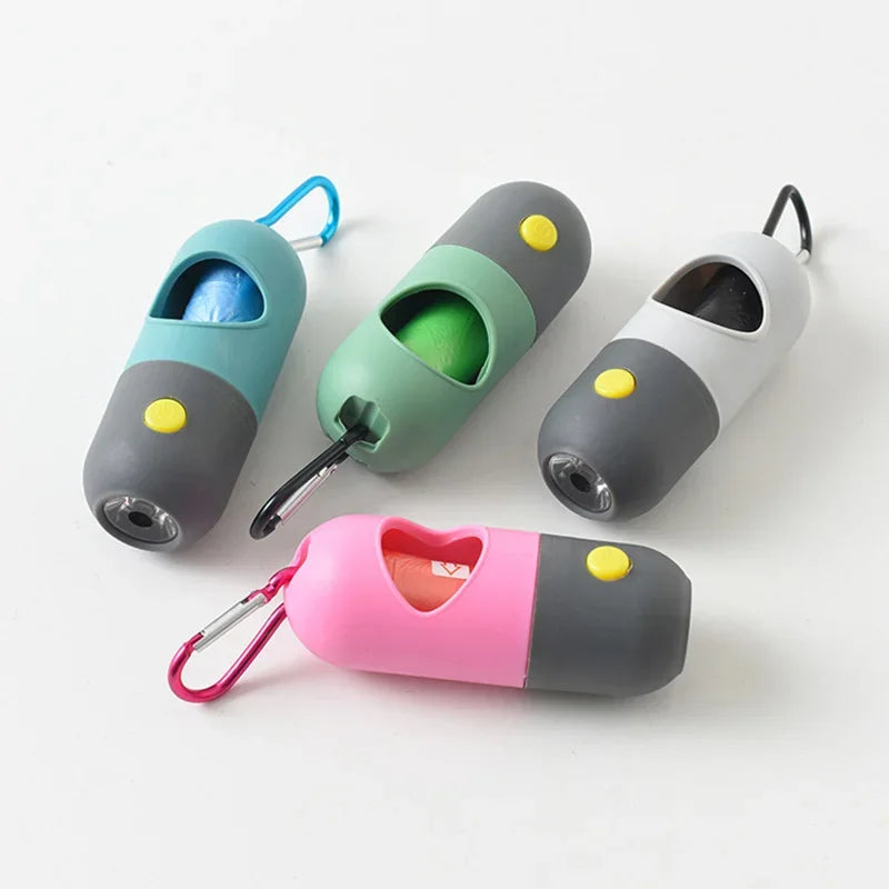 LED Light Pet Waste Bag Dispenser Poop Scooper Waste Bag Holder